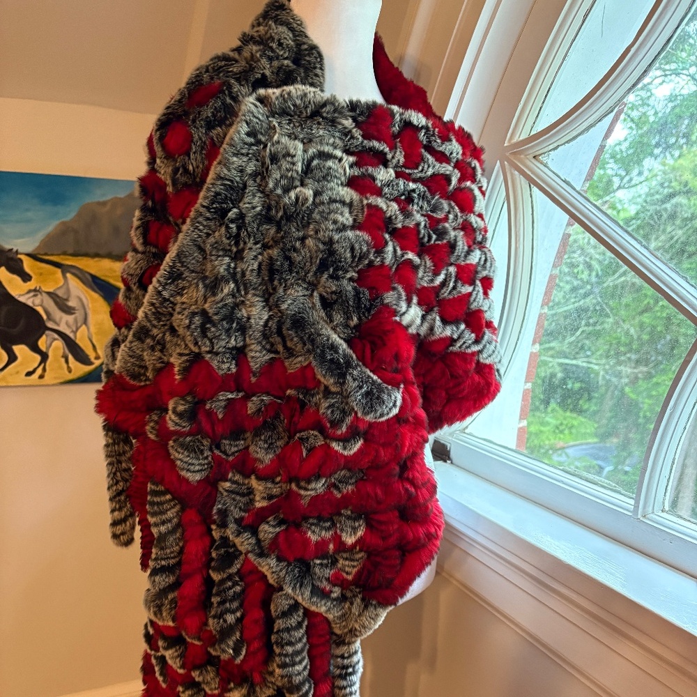 Luxurious Russian Fur Shawl with Pockets 70" Long X 14" Wide